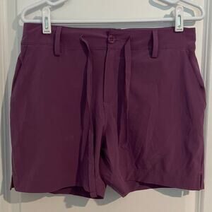 Reel Legends Performance Outfitters High Waist Woven Drawstring Shorts Purple S